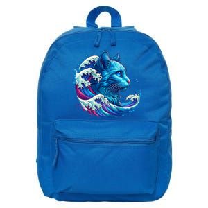 Blue Cat Wave For Kamala 47 Funny Cat Ladies Harris 2024 Cool Gift 16 in Basic Backpack