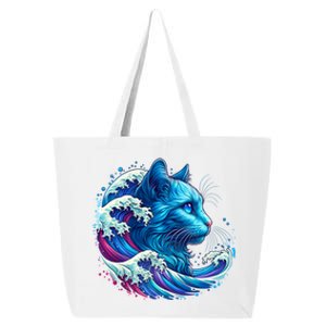 Blue Cat Wave For Kamala 47 Funny Cat Ladies Harris 2024 Cool Gift 25L Jumbo Tote