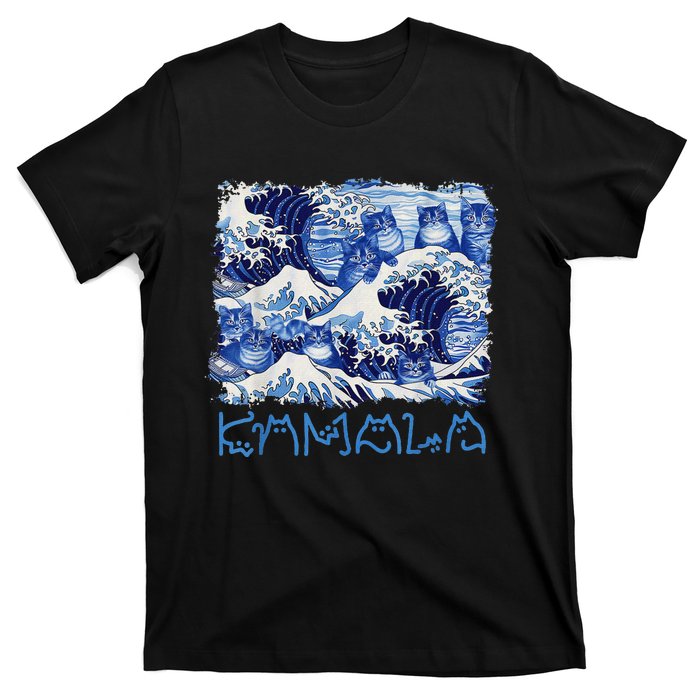 Blue Cats Wave Childless Cat Lady For Kama 2024 T-Shirt