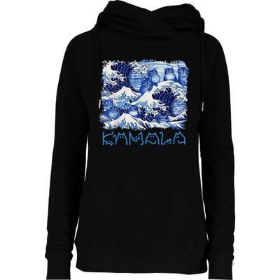 Blue Cats Wave Childless Cat Lady For Kama 2024 Womens Funnel Neck Pullover Hood