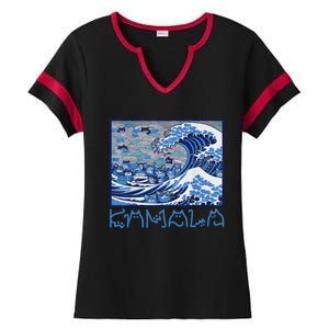 Blue Cats Wave Childless Cat Lady For Kama 2024 Ladies Halftime Notch Neck Tee