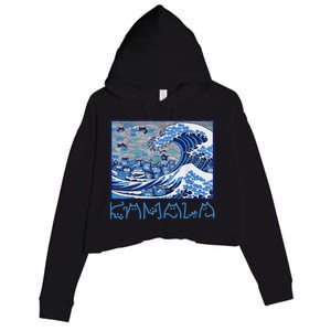 Blue Cats Wave Childless Cat Lady For Kama 2024 Crop Fleece Hoodie