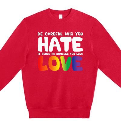 Be Careful Who You Hate It Could Be Someone You Love Pride Premium Crewneck Sweatshirt