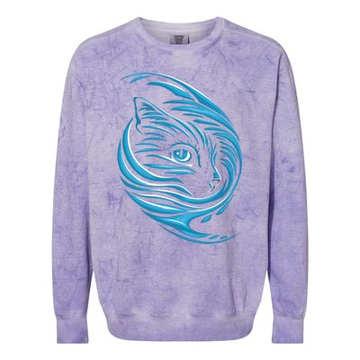 Blue Cat Wave For Kamala 47 Funny Cat Ladies Harris 2024 Gift Colorblast Crewneck Sweatshirt