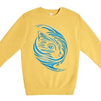 Blue Cat Wave For Kamala 47 Funny Cat Ladies Harris 2024 Gift Premium Crewneck Sweatshirt