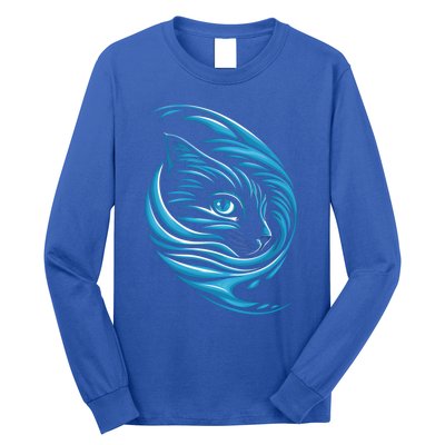 Blue Cat Wave For Kamala 47 Funny Cat Ladies Harris 2024 Gift Long Sleeve Shirt