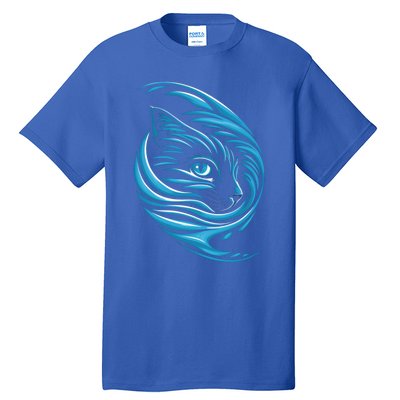 Blue Cat Wave For Kamala 47 Funny Cat Ladies Harris 2024 Gift Tall T-Shirt