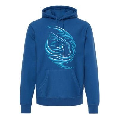 Blue Cat Wave For Kamala 47 Funny Cat Ladies Harris 2024 Gift Premium Hoodie