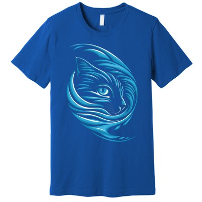 Blue Cat Wave For Kamala 47 Funny Cat Ladies Harris 2024 Gift Premium T-Shirt