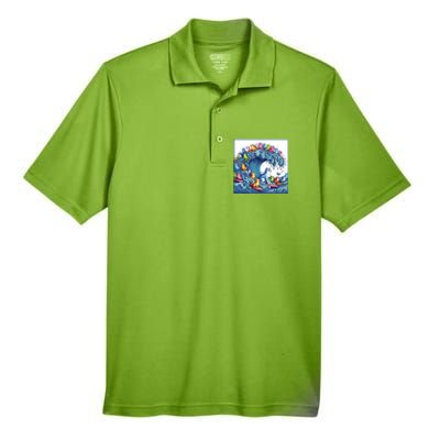 Blue Cats Wave For Kamala Funny Men's Origin Performance Pique Polo