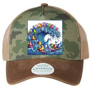 Blue Cats Wave For Kamala Funny Legacy Tie Dye Trucker Hat