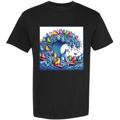 Blue Cats Wave For Kamala Funny Garment-Dyed Heavyweight T-Shirt