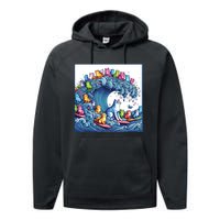 Blue Cats Wave For Kamala Funny Performance Fleece Hoodie