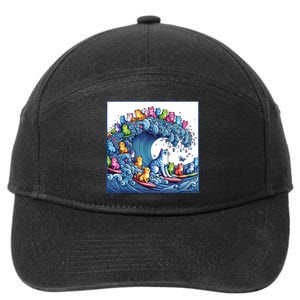 Blue Cats Wave For Kamala Funny 7-Panel Snapback Hat