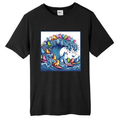 Blue Cats Wave For Kamala Funny Tall Fusion ChromaSoft Performance T-Shirt