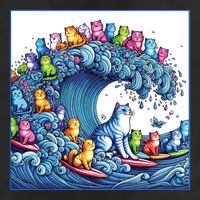 Blue Cats Wave For Kamala Funny 11oz C Handle Ceramic Mug