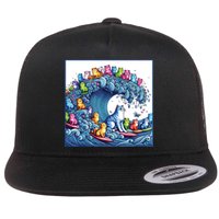 Blue Cats Wave For Kamala Funny Flat Bill Trucker Hat