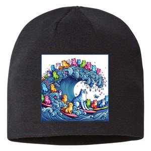 Blue Cats Wave For Kamala Funny Sustainable Beanie