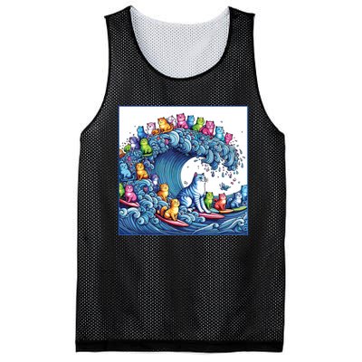 Blue Cats Wave For Kamala Funny Mesh Reversible Basketball Jersey Tank