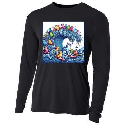 Blue Cats Wave For Kamala Funny Cooling Performance Long Sleeve Crew