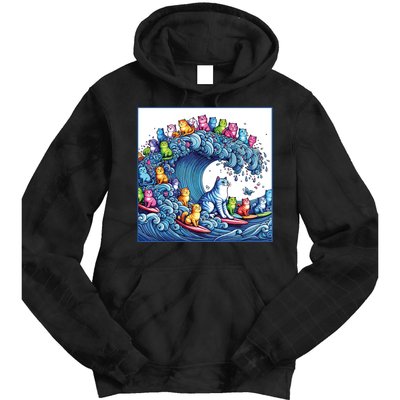 Blue Cats Wave For Kamala Funny Tie Dye Hoodie