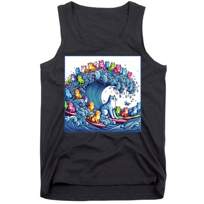 Blue Cats Wave For Kamala Funny Tank Top