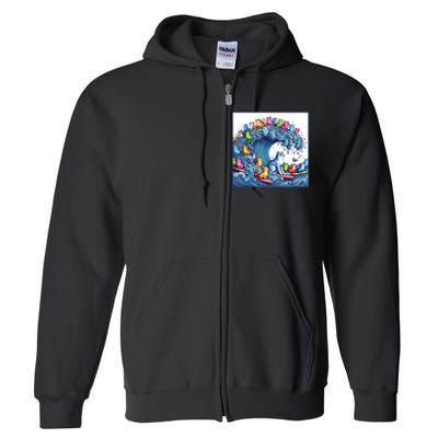 Blue Cats Wave For Kamala Funny Full Zip Hoodie