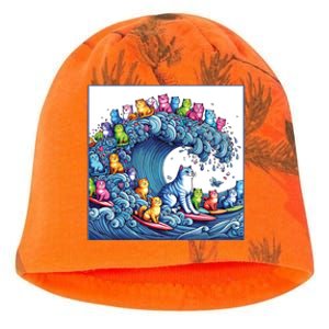 Blue Cats Wave For Kamala Funny Kati - Camo Knit Beanie