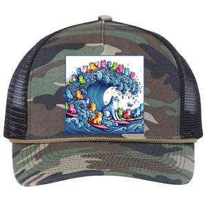 Blue Cats Wave For Kamala Funny Retro Rope Trucker Hat Cap