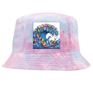 Blue Cats Wave For Kamala Funny Tie-Dyed Bucket Hat