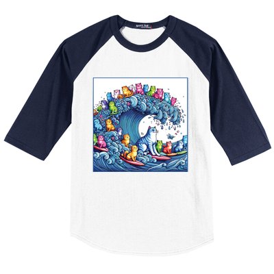 Blue Cats Wave For Kamala Funny Baseball Sleeve Shirt