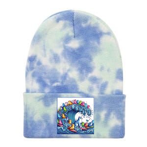 Blue Cats Wave For Kamala Funny Tie Dye 12in Knit Beanie