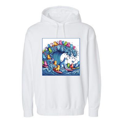 Blue Cats Wave For Kamala Funny Garment-Dyed Fleece Hoodie