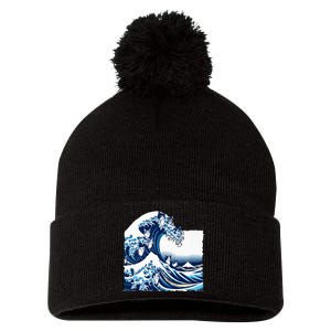 Blue Cats Wave For Kamala Pom Pom 12in Knit Beanie