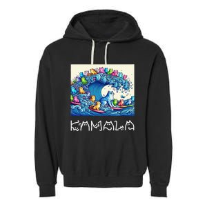 Blue Cats Wave For Kamala Harris Funny Garment-Dyed Fleece Hoodie