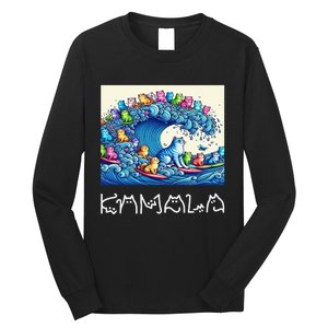 Blue Cats Wave For Kamala Harris Funny Long Sleeve Shirt