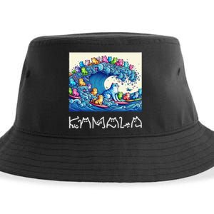 Blue Cats Wave For Kamala Harris Funny Sustainable Bucket Hat