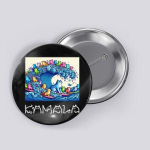 Blue Cats Wave For Kamala Harris Funny Button