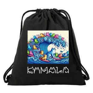 Blue Cats Wave For Kamala Harris Funny Drawstring Bag