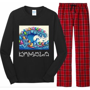 Blue Cats Wave For Kamala Harris Funny Long Sleeve Pajama Set