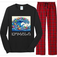 Blue Cats Wave For Kamala Harris Funny Long Sleeve Pajama Set