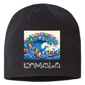 Blue Cats Wave For Kamala Harris Funny Sustainable Beanie