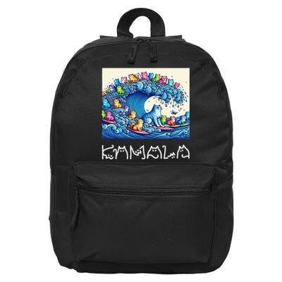 Blue Cats Wave For Kamala Harris Funny 16 in Basic Backpack