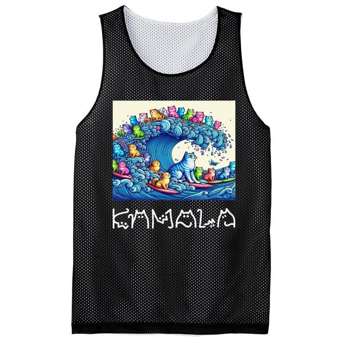 Blue Cats Wave For Kamala Harris Funny Mesh Reversible Basketball Jersey Tank