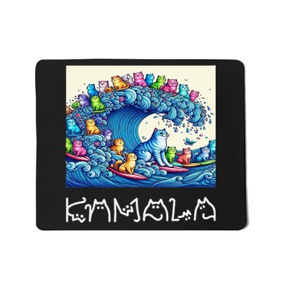 Blue Cats Wave For Kamala Harris Funny Mousepad