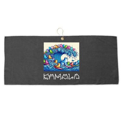 Blue Cats Wave For Kamala Harris Funny Large Microfiber Waffle Golf Towel