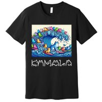 Blue Cats Wave For Kamala Harris Funny Premium T-Shirt