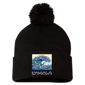 Blue Cats Wave For Kamala Harris Funny Pom Pom 12in Knit Beanie