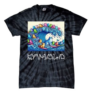 Blue Cats Wave For Kamala Harris Funny Tie-Dye T-Shirt