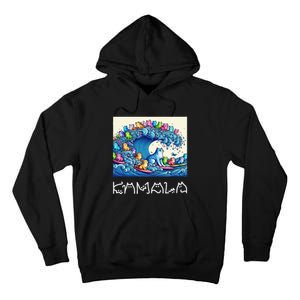 Blue Cats Wave For Kamala Harris Funny Tall Hoodie